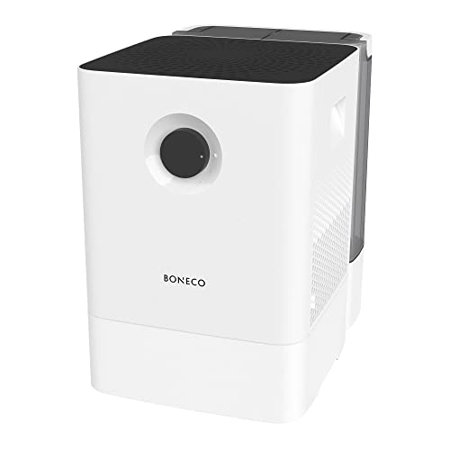 BONECO 2 in 1 Large Room Whisper Quiet Humidifier and Air Purifier with Automatic Shut Off Function and Fragrance Essential Oil Container, White