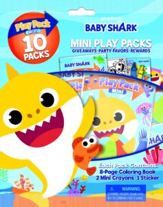 bendon mini play packs, each with mini coloring book, 2 mini crayons, and a sticker,10-pack (baby shark)