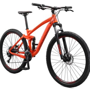 Mongoose Salvo Trail Adult Mountain Bike, 29-inch Wheels, 18-Speed Trigger Shifters, Lightweight Aluminum Large Frame, Disc Brakes, Orange