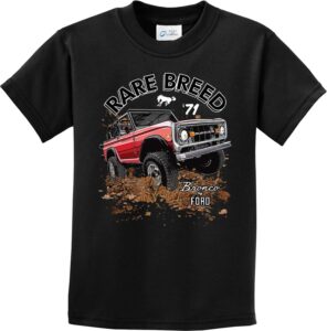 ford 1971 bronco rare breed youth kids shirt, black small
