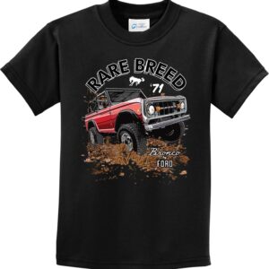 Ford 1971 Bronco Rare Breed Youth Kids Shirt, Black Small