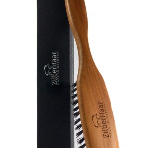 ZilberHaar Long Hair & Beard Brush - Soft 2nd Cut Boar Bristles - Perfect Skin Care for Men - Works with all Beard Balms and Beard Oils - Exfoliates Skin, Helps Softening and Conditioning Itchy Beards