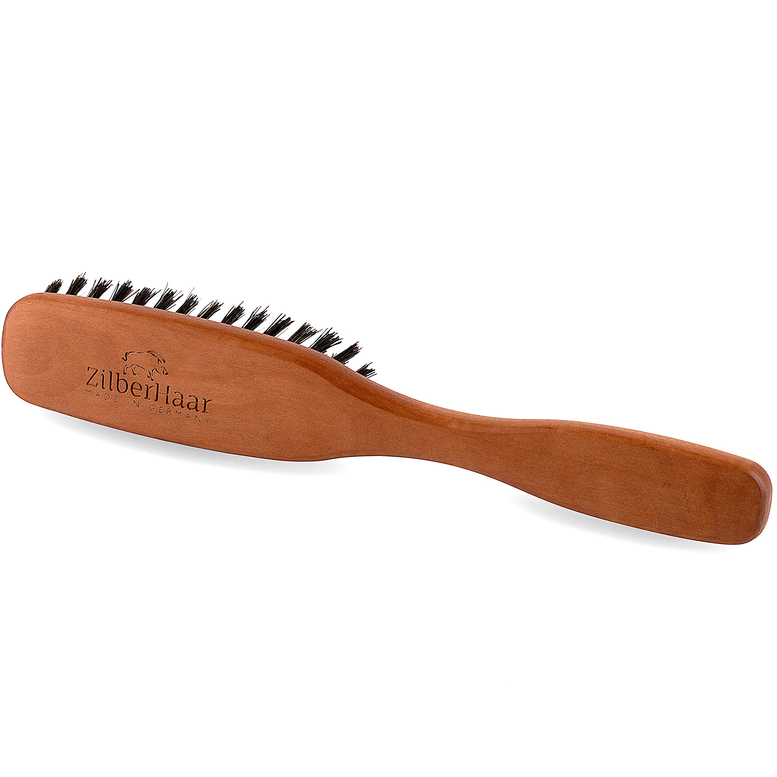 ZilberHaar Long Hair & Beard Brush - Soft 2nd Cut Boar Bristles - Perfect Skin Care for Men - Works with all Beard Balms and Beard Oils - Exfoliates Skin, Helps Softening and Conditioning Itchy Beards