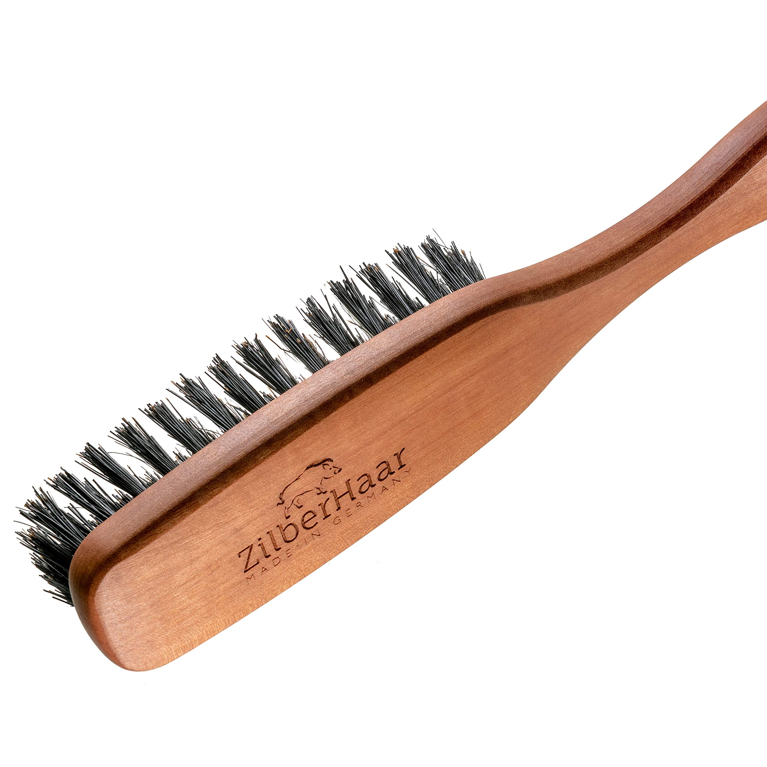 ZilberHaar Long Hair & Beard Brush - Soft 2nd Cut Boar Bristles - Perfect Skin Care for Men - Works with all Beard Balms and Beard Oils - Exfoliates Skin, Helps Softening and Conditioning Itchy Beards