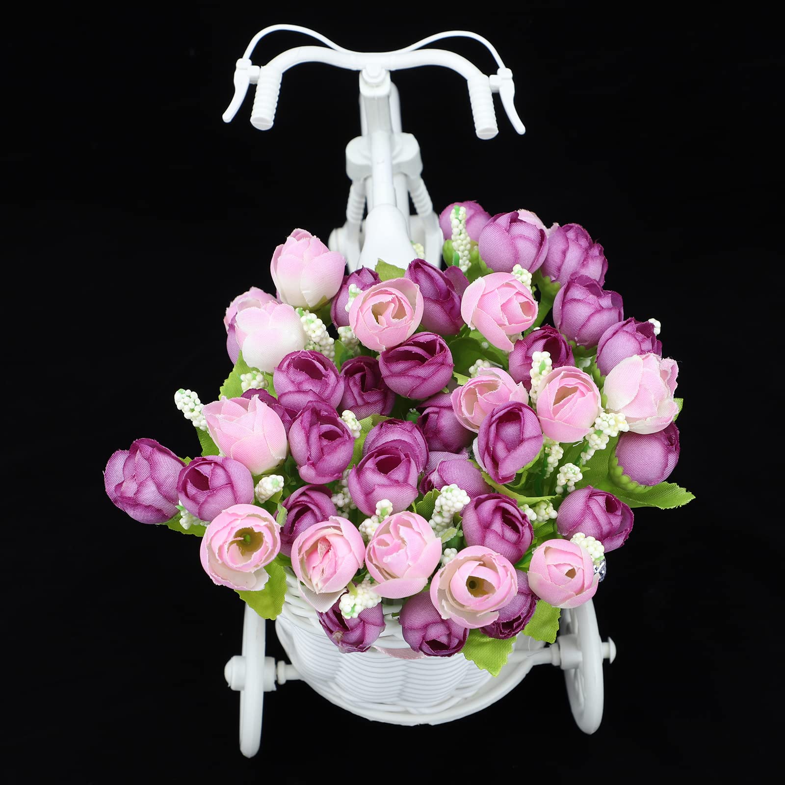 TRIEtree Bicycle Artificial Flower Decor Plant Stand Nostalgic Bicycle Planter Garden Decor for Home Wedding Decoration(Purple)