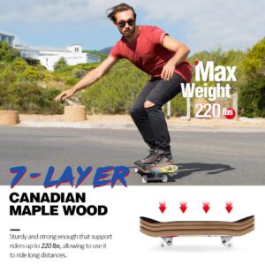 BELEEV Skateboards for Beginners, 31 Inch Complete Skateboard for Kids Ages 3-12, Teens Adults, 7 Layer Canadian Maple Double Kick Deck Concave Cruiser Trick Skateboard (Graffiti)