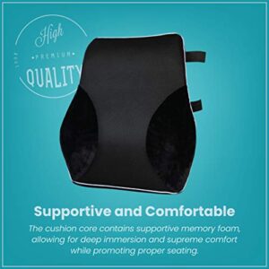 Healthy Spirit Full Lumbar Back Support | Memory Foam Full Size Back Cushion Lumbar Support for Office Chair Car .., Black, 1 Count