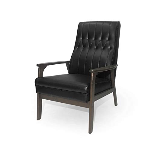 Christopher Knight Home Judy Accent Chair, Matte Black, Walnut