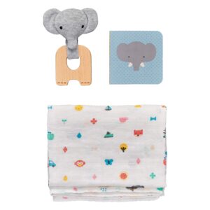 petit collage eco-friendly organic baby starter 3-piece gift set, little elephant