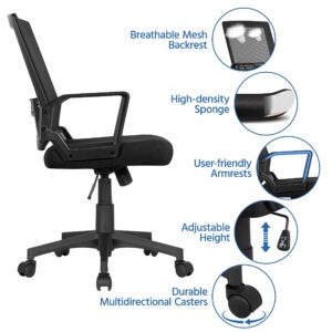 Topeakmart Mordern Comfort Swivel Fabric Home Office Task Chair with Arms and Adjustable Height Suitable for Computer Working and Meeting and Reception Place