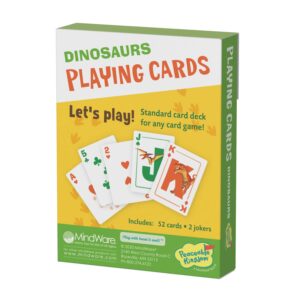 Peaceable Kingdom Full Deck of Themed Playing Cards for Kids – Dinosaur - Includes Instructions for a Classic Card Game - Great Gift for Ages 3 & up