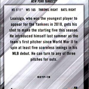 2019 Bowman Mega Box Rookie of the Year Favorites Refractors #ROYF-19 Jonathan Loaisiga New York Yankees Baseball Card