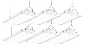 light in depot 2ft 110w commercial led linear bay light 5000k (250w /400w mh equal) shop light, ac 120-277v, warehouse aisle area light, garage, 0-10v dimming, ul/dlc complied (110w, 6 pack)