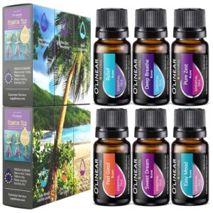 O'linear Essential Oils 6 Blends Set - Perfect for Humidifiers and Diffusers, Aromatherapy Diffuser Oils Scents, Essential Oil Kit for Home Use, Essential Oil Pack with Various Scents