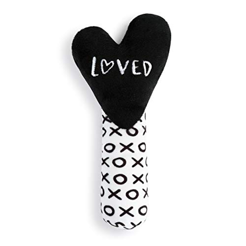 XOXO Black White Loved 7 inch Polyester Children's Stuffed Activity Rattle Toy