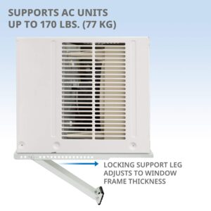 Ivation Universal Air Conditioner Support Bracket | 19” Easy-Install Adjustable Platform for AC Units Up to 170 Lbs. | Support Leg with Rubber Foot, Built-in-Level & Extenders for All Window Types