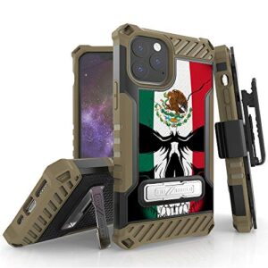 beyond cell tri-shield phone case compatible with iphone 11 pro (2019) 5.8” only, military grade drop tested, shockpoof high impact rugged armor cover with metak kickstand, belt clip holster