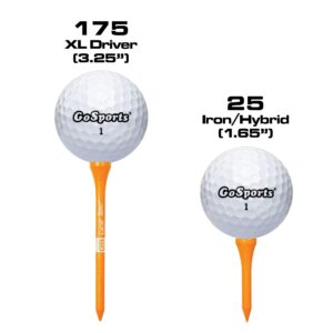 GoSports 3.25 Inch XL GS Tour Tee Premium Wooden Golf Tees - 200 XL Tee Player's Pack Driver and Iron/Hybrid Tees, Choose Your Tee Color