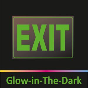 5 Pack Exit Sign for Business Lighted Glow in the Dark for Business - Comes with 2-Sided Tape - Non-Fade Colors/Durable, UV Protected, Easy to Mount - Waterproof - Peel & Stick