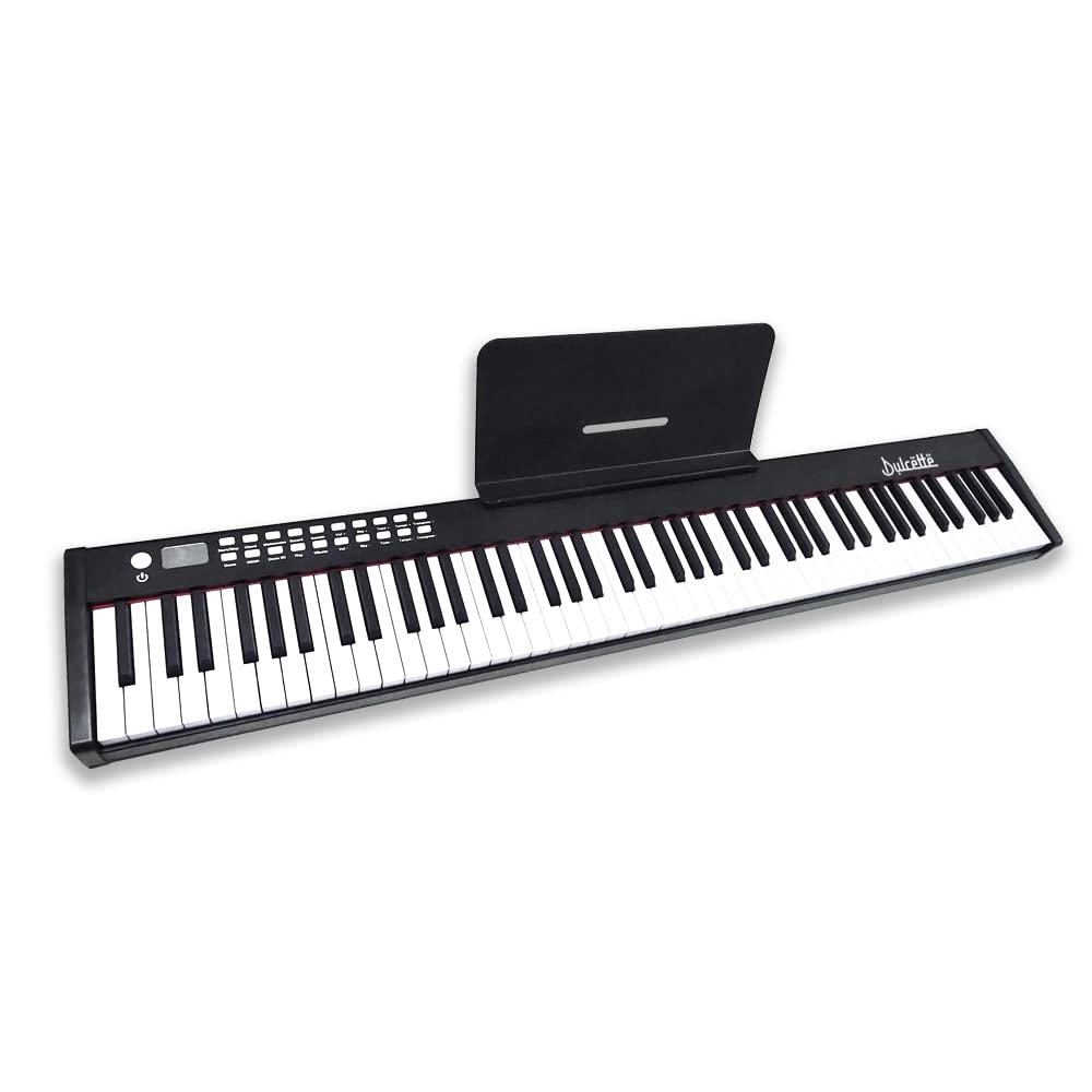 Dulcette DC11 88-Key Portable Piano Keyboard | Built-In Speakers | Semi-Weighted Keys | Sustain Pedal MIDI/USB | Electric Keyboard Piano 88-Keys | Music Stand | FREE CARRYING BAG