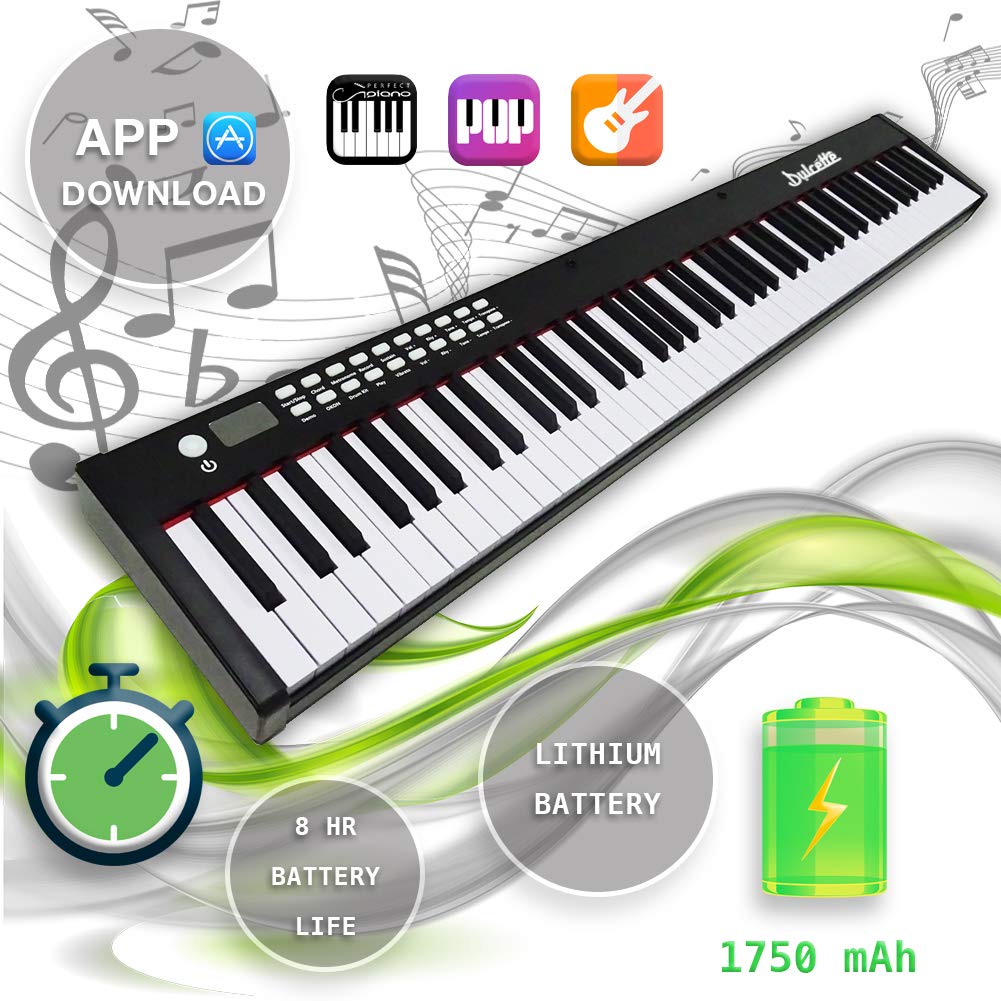 Dulcette DC11 88-Key Portable Piano Keyboard | Built-In Speakers | Semi-Weighted Keys | Sustain Pedal MIDI/USB | Electric Keyboard Piano 88-Keys | Music Stand | FREE CARRYING BAG