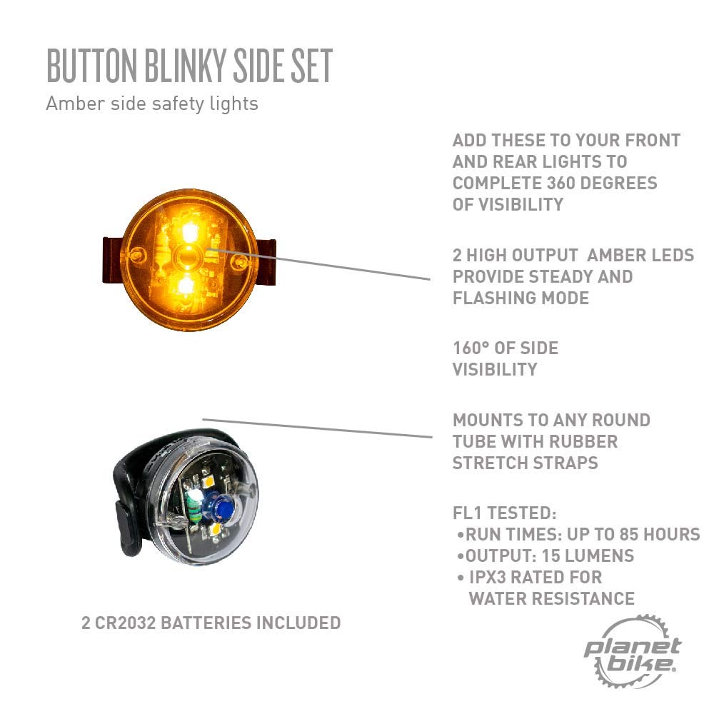 Planet Bike Button Blinky Amber Bike Side Lights