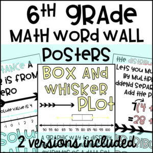 6th grade math word wall posters