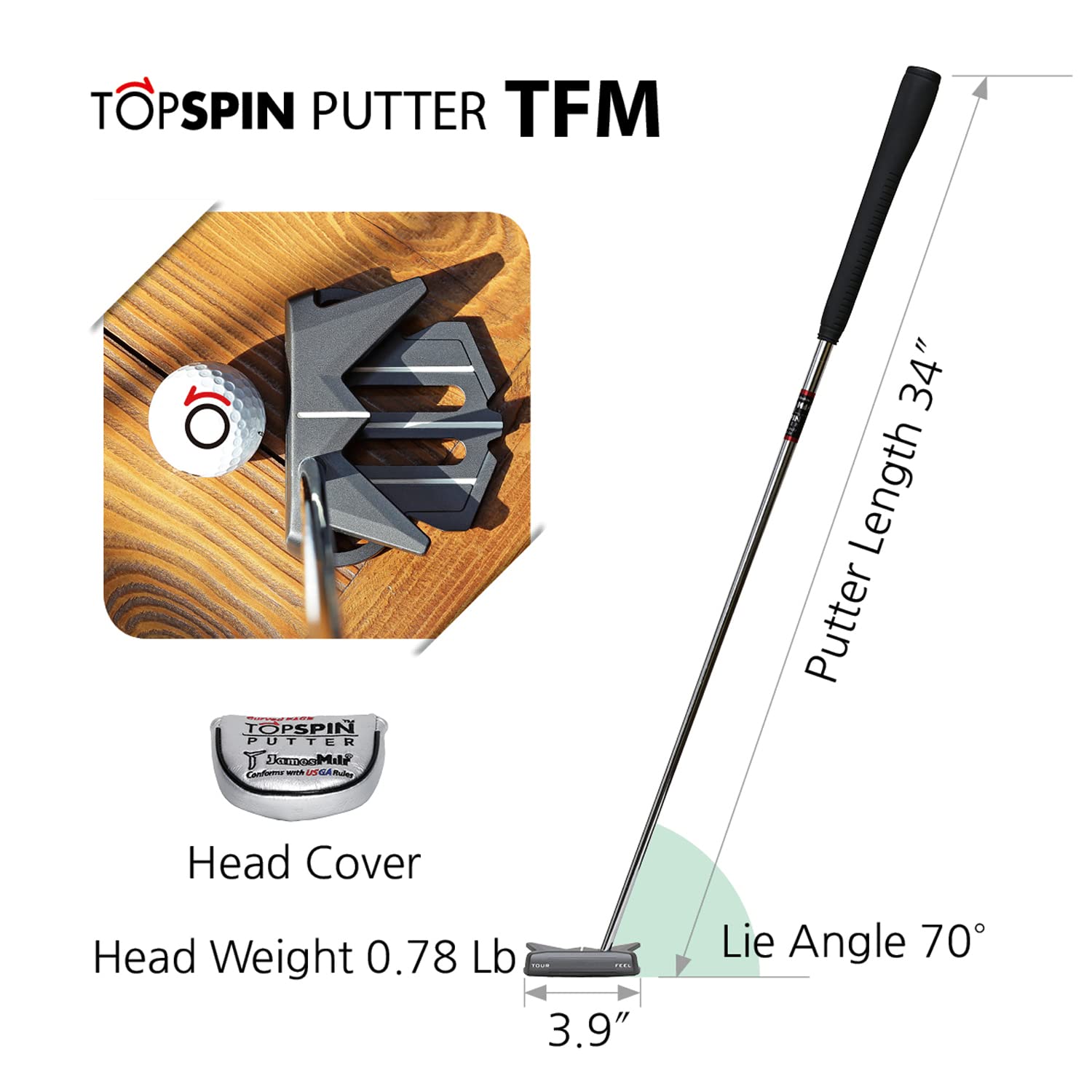 JAMESMILR TOPSPIN Putter Tour Feel Mallet The Member of National Team.