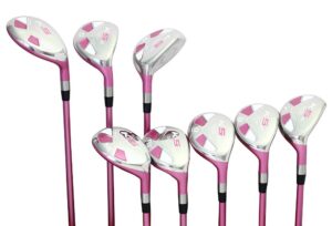 majek pink senior ladies golf hybrids irons set new senior women best all true hybrid ultra light weight forgiving fuchsia woman complete package includes 4 5 6 7 8 9 pw sw all lady flex utility clubs