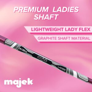 Majek Pink Senior Ladies Golf Hybrids Irons Set New Senior Women Best All True Hybrid Ultra Light Weight Forgiving Fuchsia Woman Complete Package Includes 4 5 6 7 8 9 PW SW All Lady Flex Utility Clubs