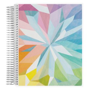 erin condren 8,5" x 11" spiral bound productivity notebook - kaleidoscope colorful, 160 lined page & to do list organizer notebook, 80lb thick mohawk paper, stickers included