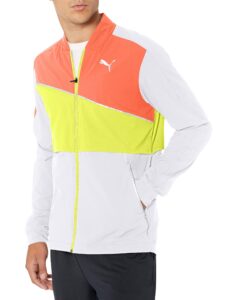 puma men's run ultra jacket, white/nrgy peach/fizzy yellow, s