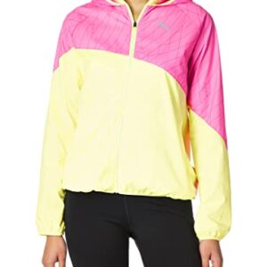 PUMA Women's Run Graphic Hooded Jacket, Fizzy Yellow-Luminous Pink, M