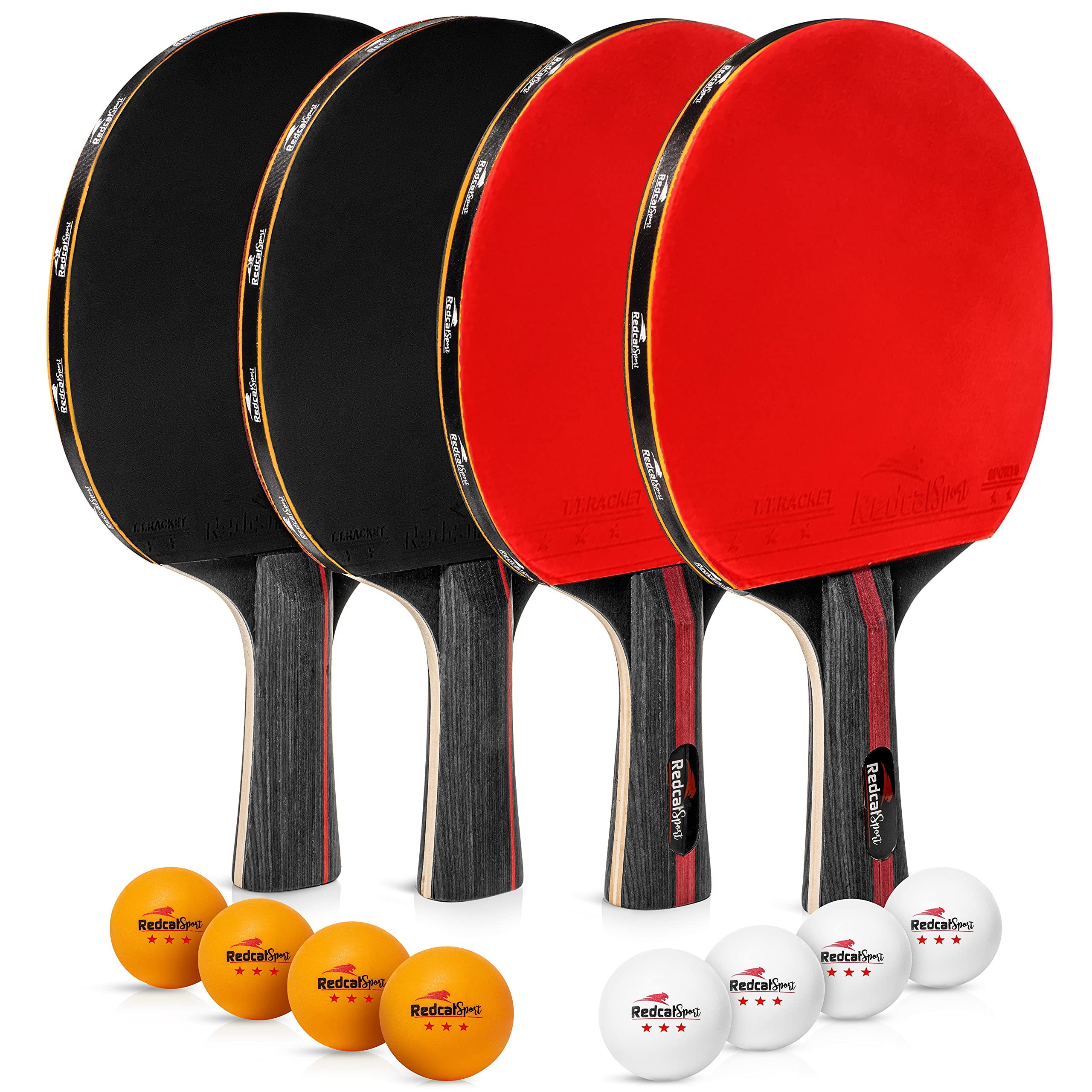 Ping Pong Paddle Set of 4 Rackets with 8 Balls - This Table Tennis Paddles Set with Accessories and Portable Carry case is Perfect for Professional Play and Amateurs - for Indoor or Outdoor use