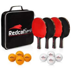 Ping Pong Paddle Set of 4 Rackets with 8 Balls - This Table Tennis Paddles Set with Accessories and Portable Carry case is Perfect for Professional Play and Amateurs - for Indoor or Outdoor use