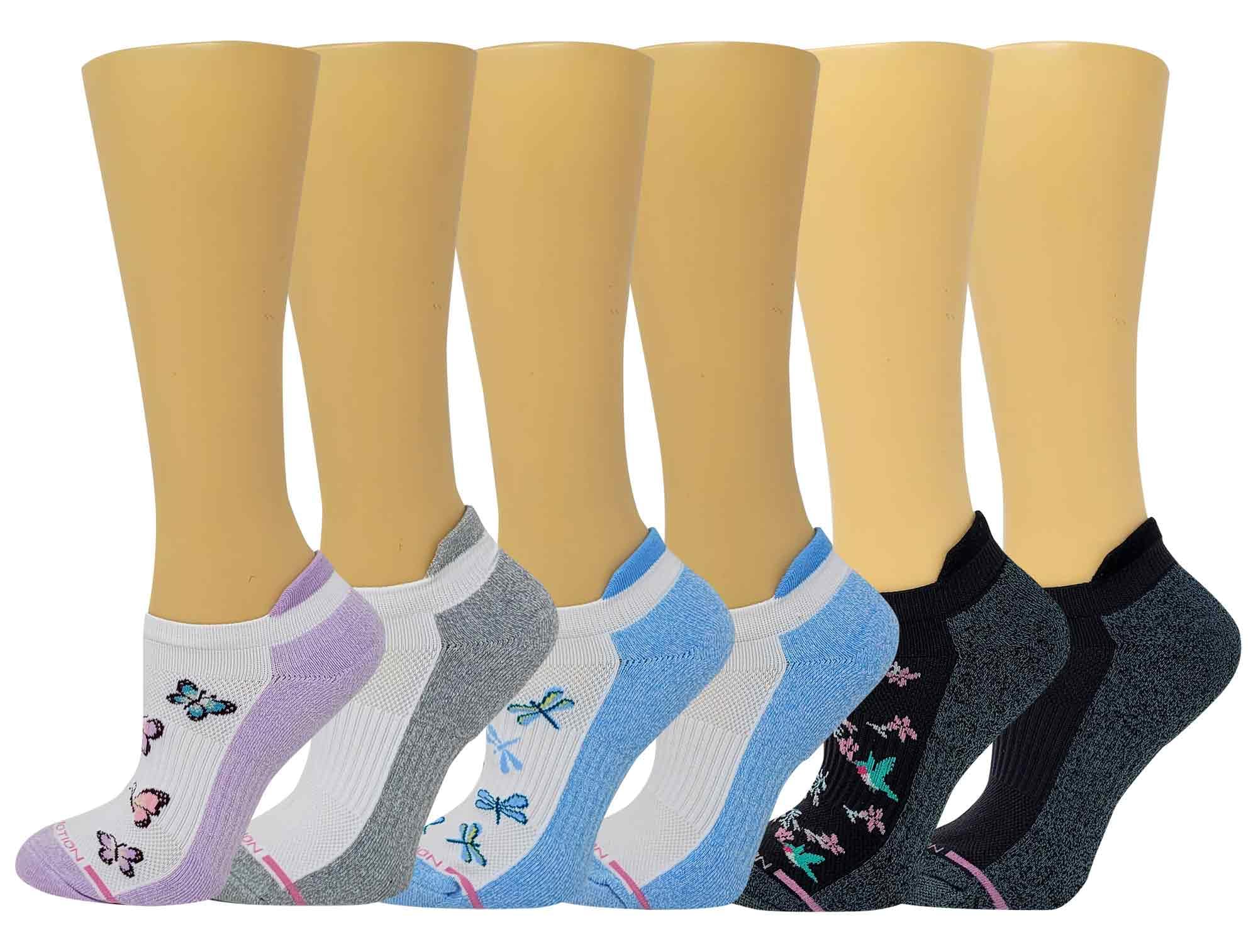 Motion Dr Women's 6pk Compression Low Cut Anklet Socks (9-11, Assorted #3)