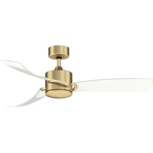 Fanimation SculptAire 52 inch Indoor/Outdoor Ceiling Fan with Clear Blade Set and LED Light Kit, Brushed Satin Brass