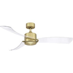Fanimation SculptAire 52 inch Indoor/Outdoor Ceiling Fan with Clear Blade Set and LED Light Kit, Brushed Satin Brass