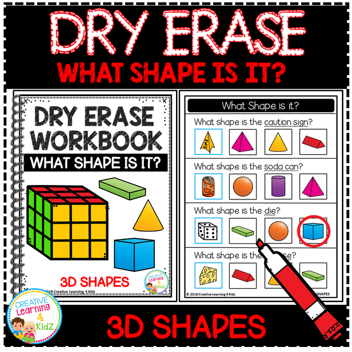 Dry Erase What Shape is it? Workbook: 3D Shapes