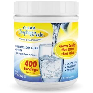clear dysphagiaide thickener powder - 400 servings - instant thickener for liquids and foods – liquid thickeners for dysphagia, drink thickener and water thickener (pack of 1, 19.75 oz)