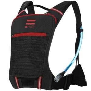 fitly sub90 running hydration vest - lightweight running pack for men & women with phone holder, storage, thoracic belt - running water pack - carry personal items while running - red