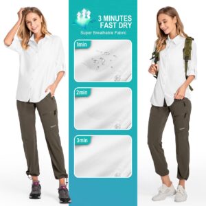 Women's UPF 50 Long Sleeve Sun Protection Shirts Quick Dry Outdoor Fishing Hiking Travel Shirt (5019 White, Small)