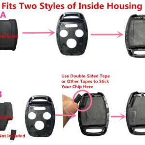 Pack 2 Horande Replacement Key Fob Cover Case fit for Honda 2003-2014 Accord 2005-2006 CR-V Ridgeline 2006-2013 Civic 2009-2015 Pilot Keyless Entry Key Fob Shell 3+1 Buttons