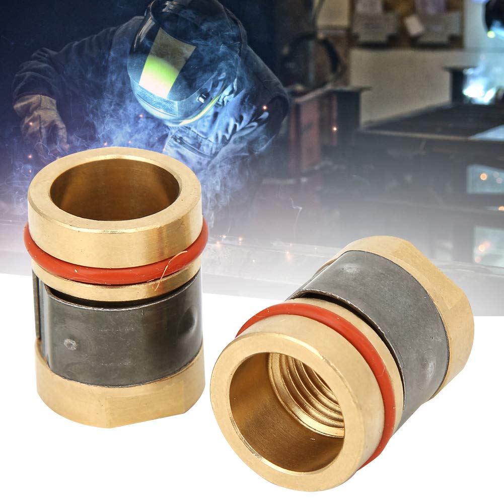 2 PCS Brass Nozzle Adapter,MIG Welding Gun Nozzle Adapter,Female Threads Connection, CNC Machining Process,Heat Resistant,,Not Easy to Come Off,for Miller M-25/M-40 Hobart