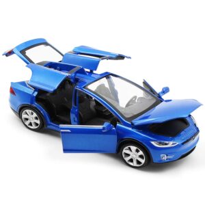 Toy Car Model x, Pull Back Car Toys Alloy Vehicles with Lights and Sound 1:32 Scale Model Car (Blue)