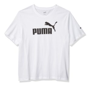 puma mens essentials logo tee shirt, puma white, 4xlarge tall us