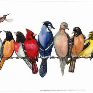 GREATBIGCANVAS Large Bird Menagerie Metal Wall Art Print, Bird Home Decor Artwork, 36"x12"