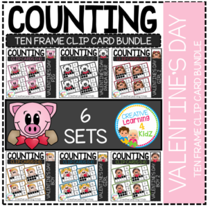 counting ten frame clip cards 0-10: valentine's day