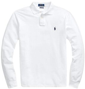 polo ralph lauren men's long sleeve mesh polo shirt (l, white)