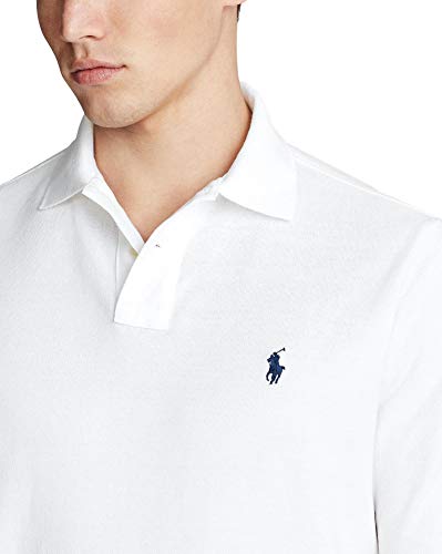 POLO RALPH LAUREN Men's Long Sleeve Mesh Polo Shirt (L, White)